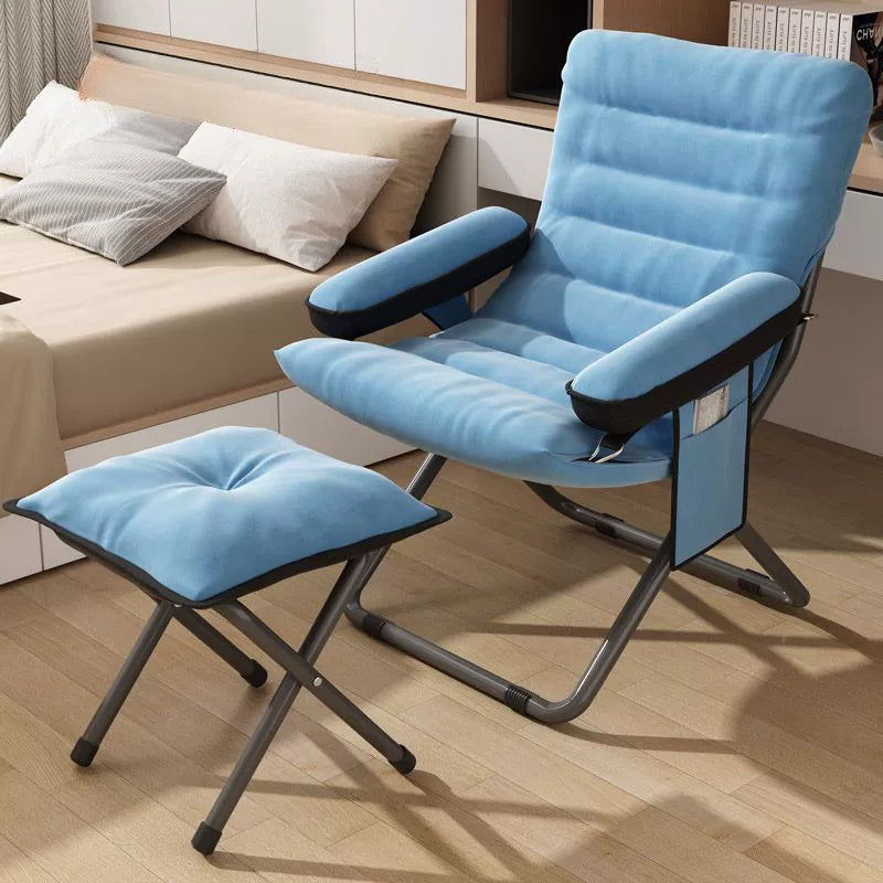 Modern Velvet Metal Rectangular Semi-Curved Foldable Recliner