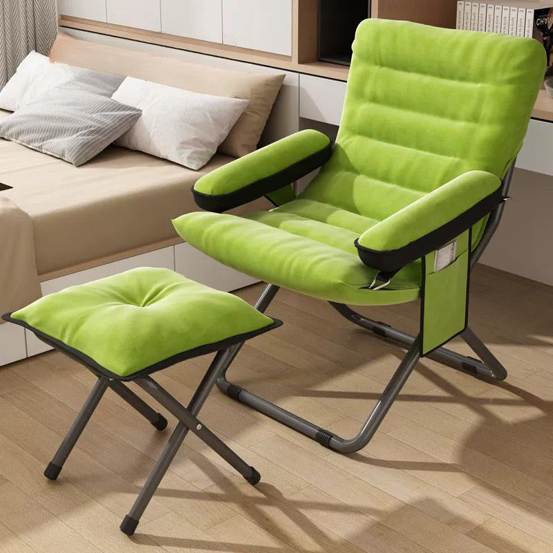 Modern Velvet Metal Rectangular Semi-Curved Foldable Recliner