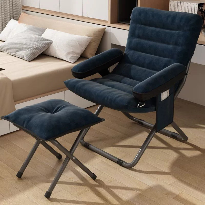 Modern Velvet Metal Rectangular Semi-Curved Foldable Recliner