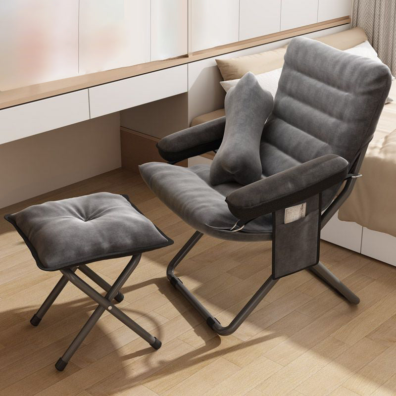 Modern Velvet Metal Rectangular Semi-Curved Foldable Recliner