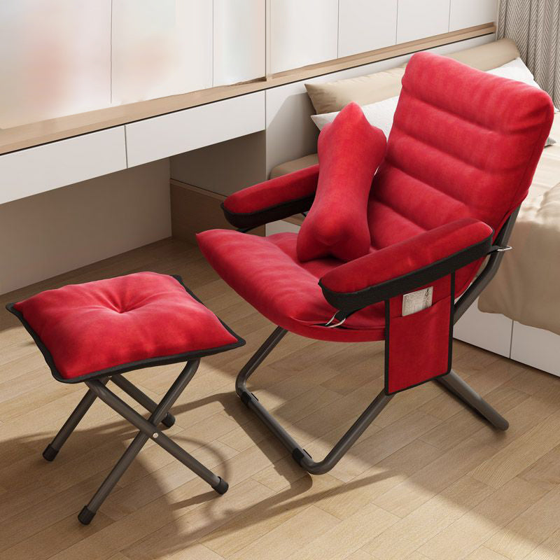 Modern Velvet Metal Rectangular Semi-Curved Foldable Recliner