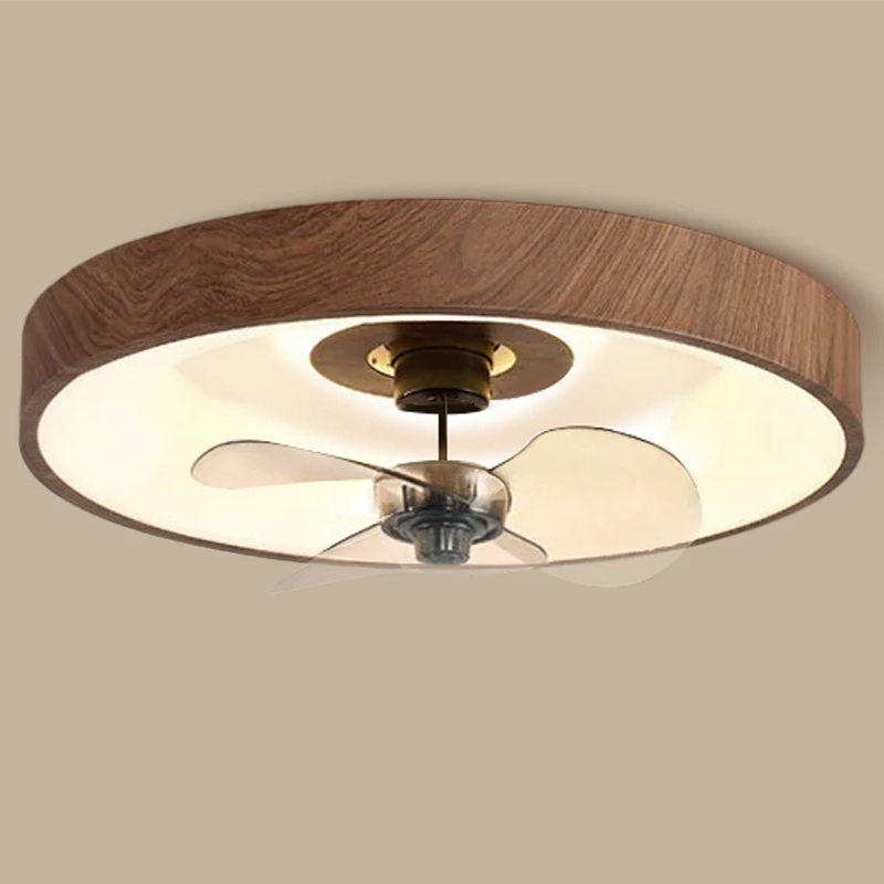 Modern Simplicity Round Iron Copper Acrylic LED Flush Mount Ceiling Fan Light For Bedroom