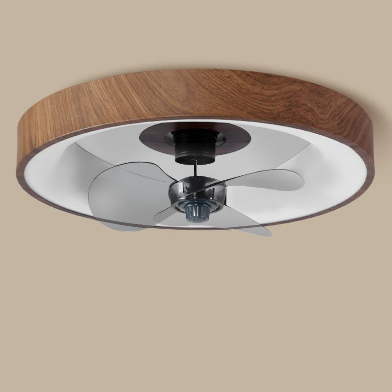 Modern Simplicity Round Iron Copper Acrylic LED Flush Mount Ceiling Fan Light For Bedroom