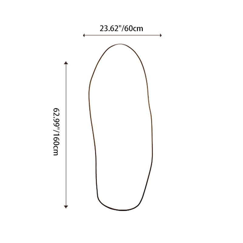 Modern Minimalist Irregular Teardrop-Shaped Solid Wood Glass Full-Length Floor Mirror Wall Mirror For Bedroom