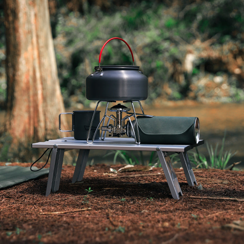 Modern Minimalist Rectangular Aluminum Alloy Outdoor Folding Camping Coffee Table 1-Tier For Garden