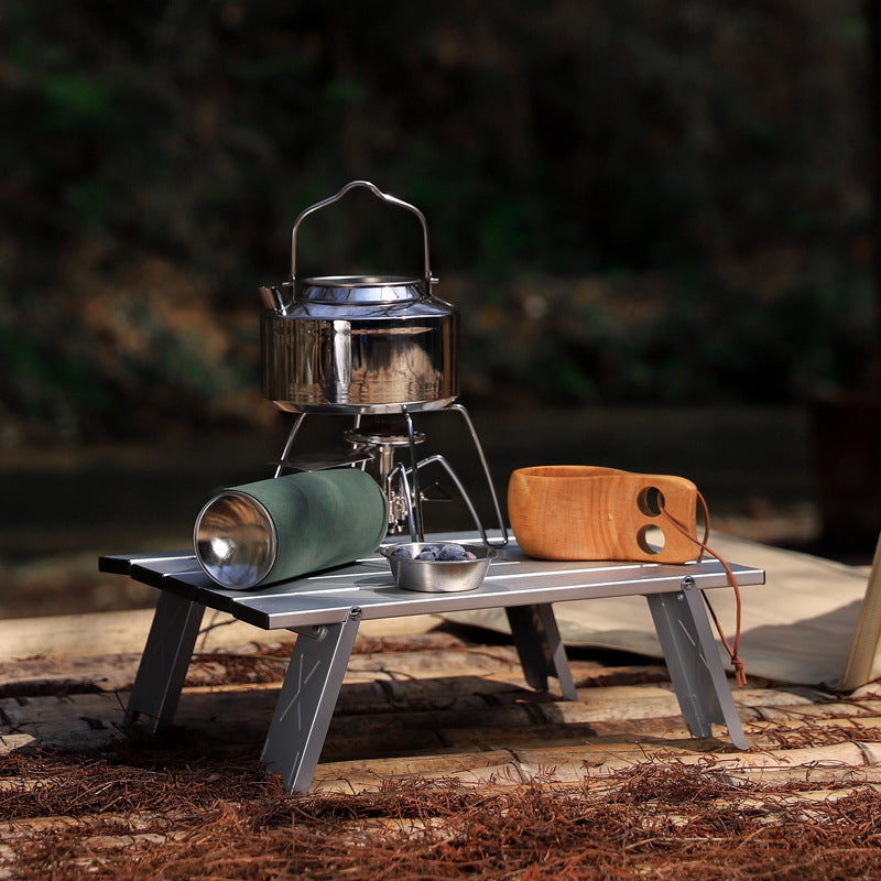 Modern Minimalist Rectangular Aluminum Alloy Outdoor Folding Camping Coffee Table 1-Tier For Garden