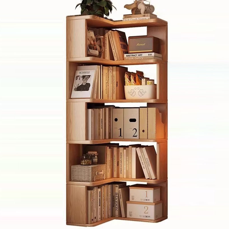 Rubberwood Eco-Friendly Board Corner Bookshelf 5/6-Tier