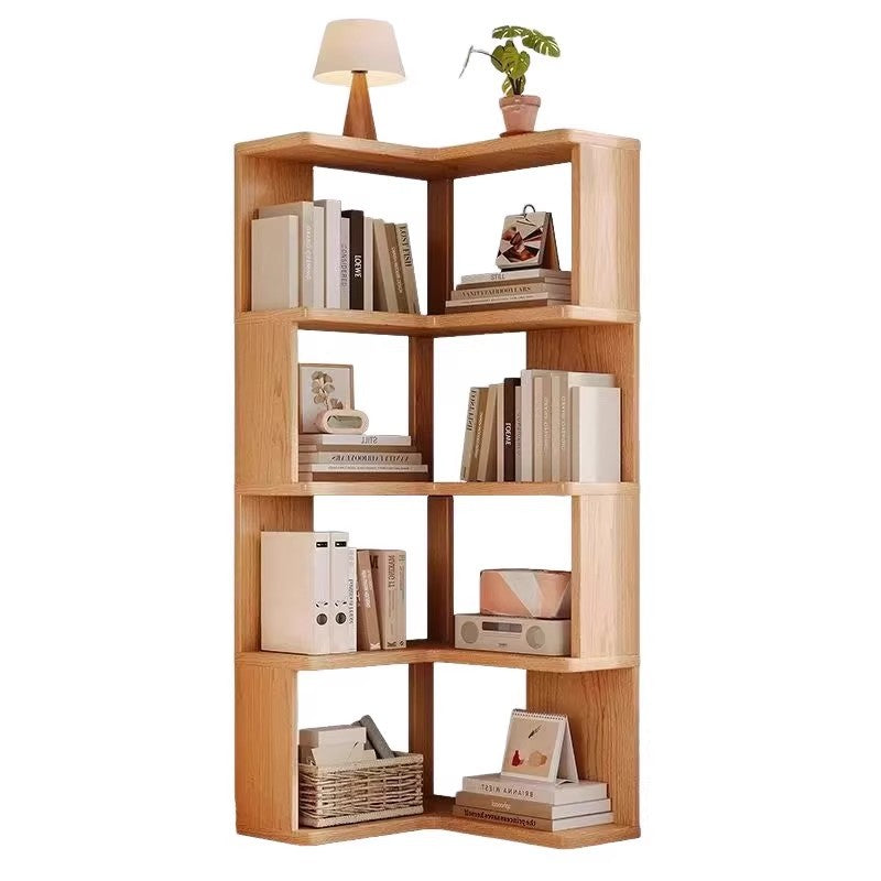 Rubberwood Eco-Friendly Board Corner Bookshelf 5/6-Tier
