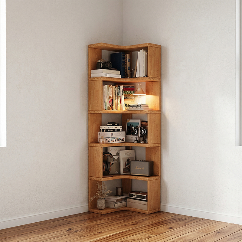 Rubberwood Eco-Friendly Board Corner Bookshelf 5/6-Tier
