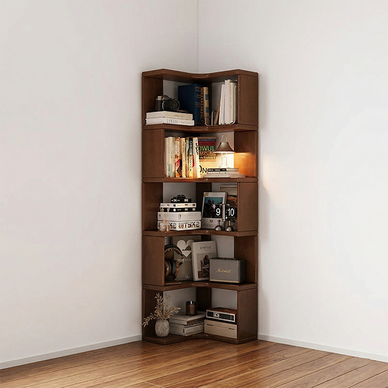 Rubberwood Eco-Friendly Board Corner Bookshelf 5/6-Tier