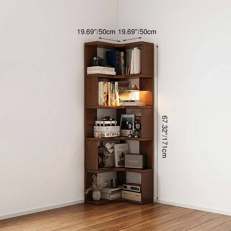 Rubberwood Eco-Friendly Board Corner Bookshelf 5/6-Tier