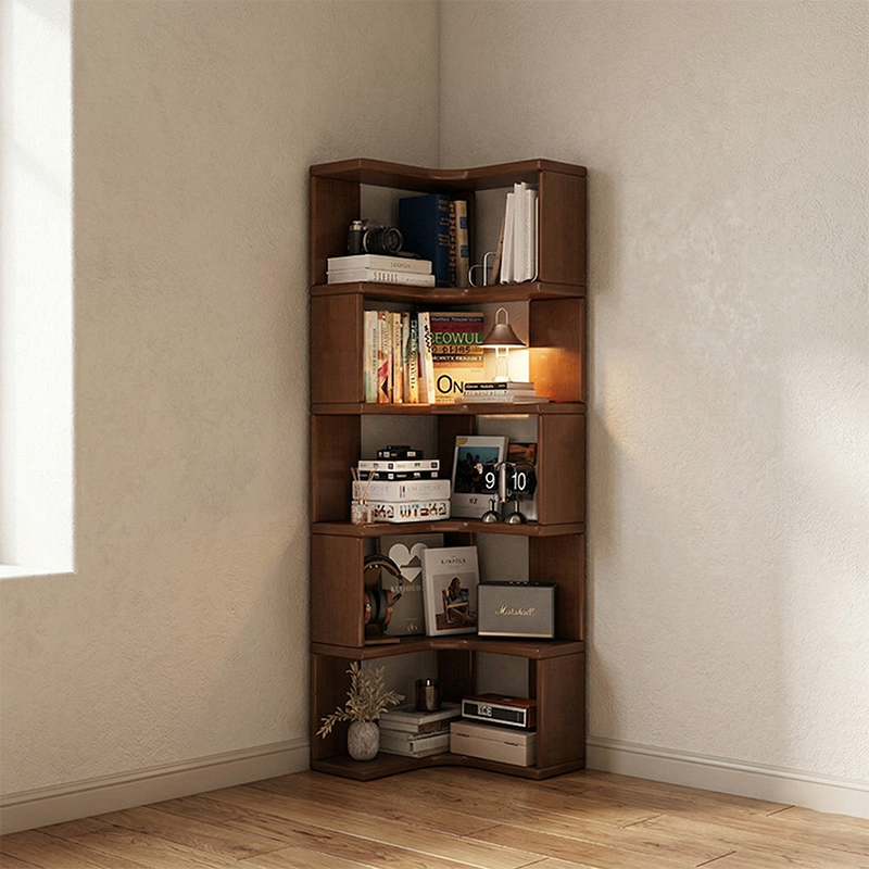 Rubberwood Eco-Friendly Board Corner Bookshelf 5/6-Tier