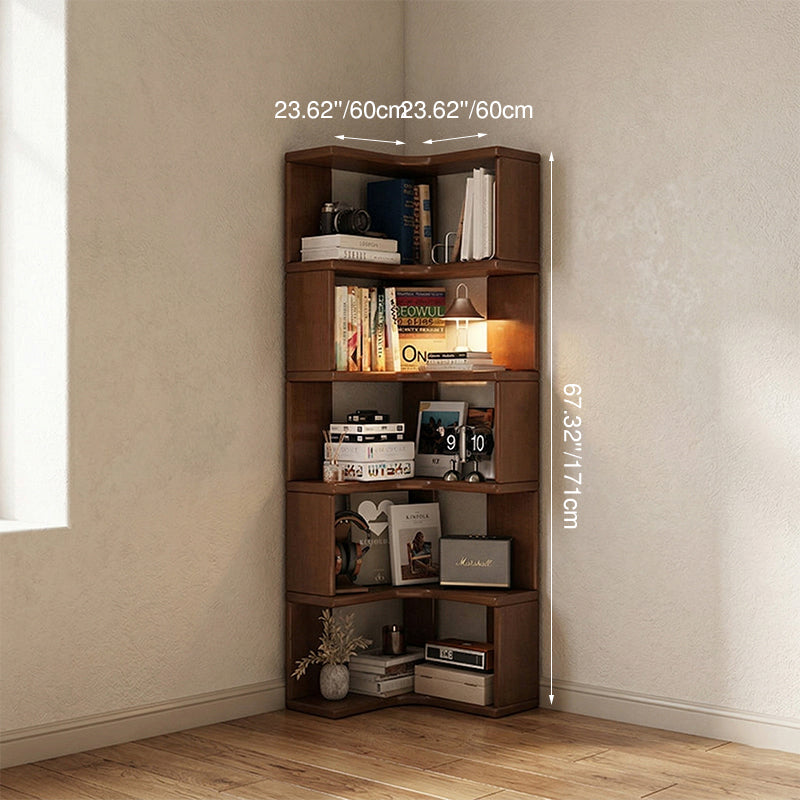 Rubberwood Eco-Friendly Board Corner Bookshelf 5/6-Tier