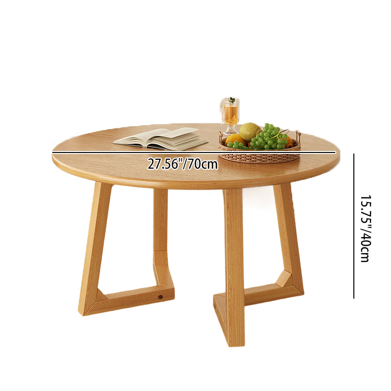 Contemporary Scandinavian Round Medium-Density Fiberboard Pine Solid Wood Coffee Table For Living Room