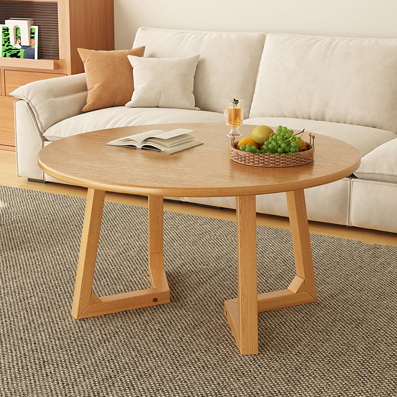 Contemporary Scandinavian Round Medium-Density Fiberboard Pine Solid Wood Coffee Table For Living Room