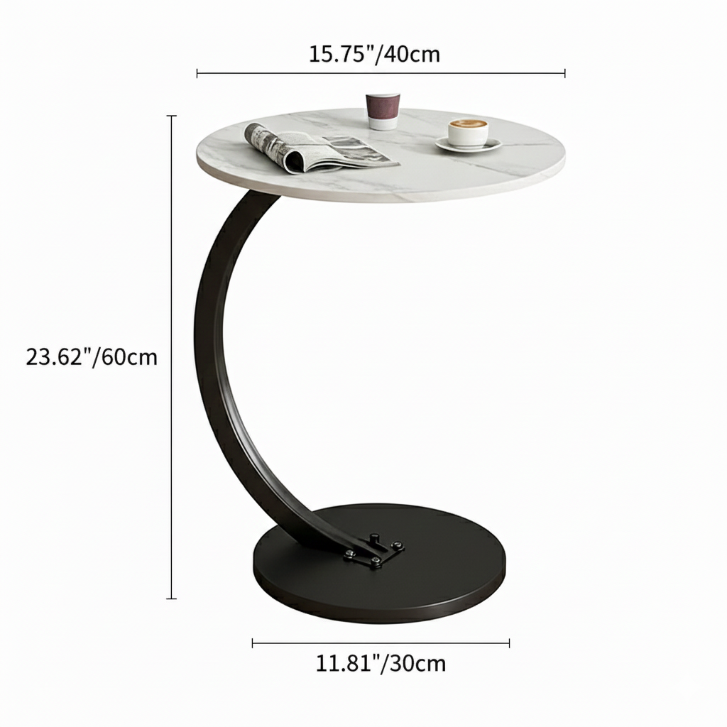 Modern Minimalist Round Medium-Density Fiberboard Iron Side Table 1/2-Tier For Living Room