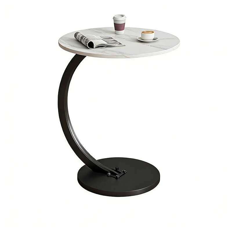 Modern Minimalist Round Medium-Density Fiberboard Iron Side Table 1/2-Tier For Living Room