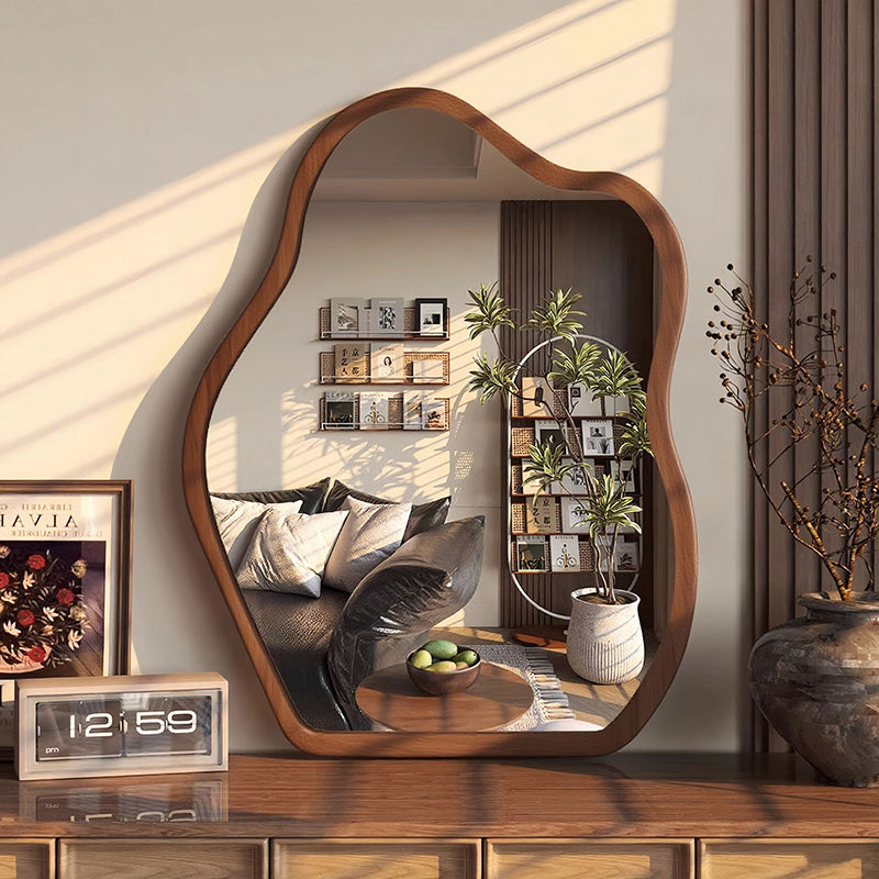 Traditional Vintage Wavy Float Glass Medium-Density Fiberboard Wall Mirror For Bedroom & Living Room