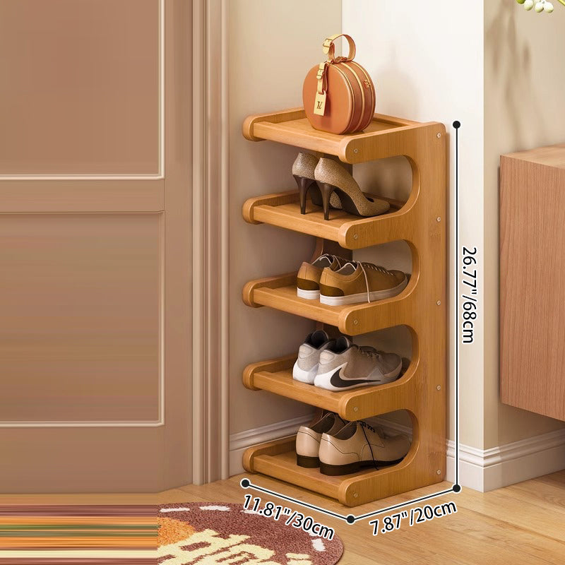 Scandinavian Nan Bamboo MDF Shoe Storage Shelf 2/3/4/5/6-Tier