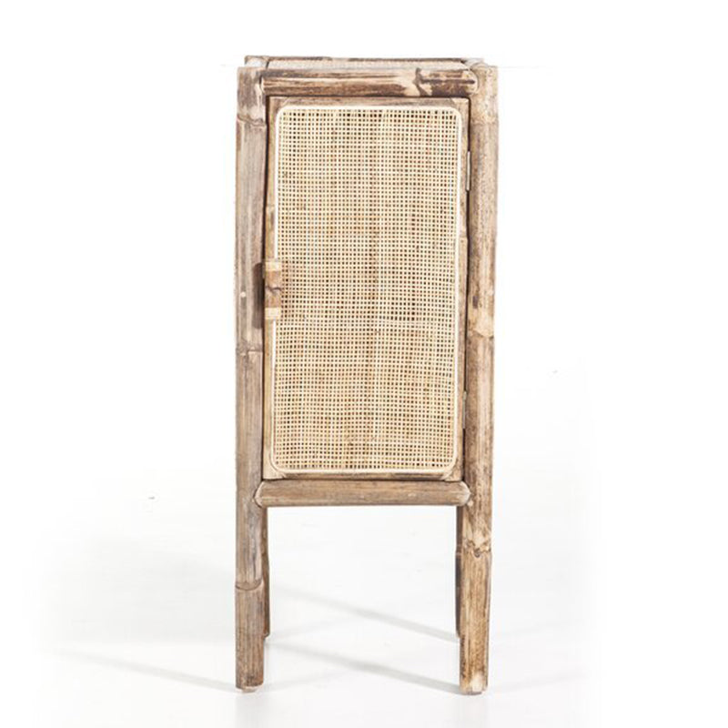Traditional Chinese Slim Storage Cabinet: Natural Indonesian Rattan & Handwoven - Space-Saving Storage Sideboard For Living Room