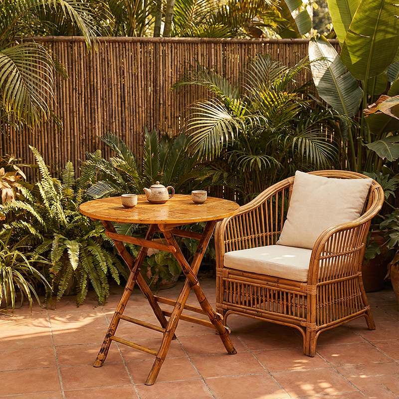 Vintage Bamboo Outdoor Dining Table