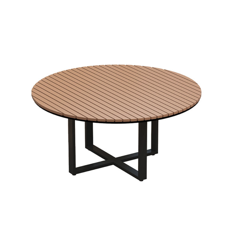 Modern Minimalist Round Iron Composite Wood Outdoor Dining Table 4-Leg For Garden