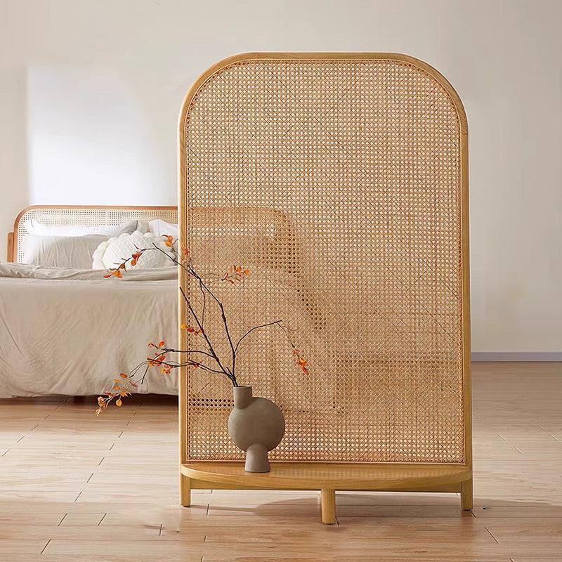 Traditional Chinese Rectangular PP Synthetic Rattan Solid Wood Room Divider For Living Room