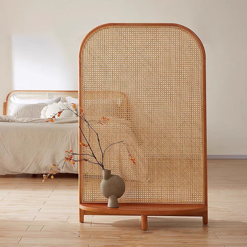 Traditional Chinese Rectangular PP Synthetic Rattan Solid Wood Room Divider For Living Room