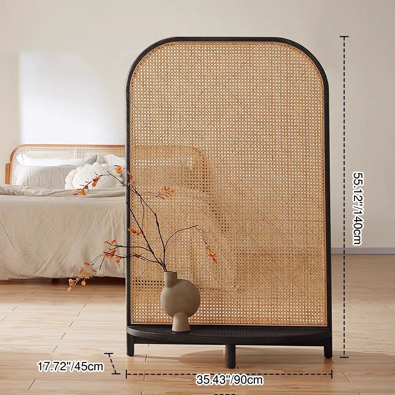 Traditional Chinese Rectangular PP Synthetic Rattan Solid Wood Room Divider For Living Room