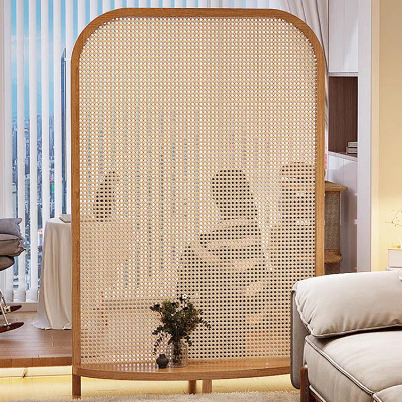 Traditional Chinese Rectangular PP Synthetic Rattan Solid Wood Room Divider For Living Room
