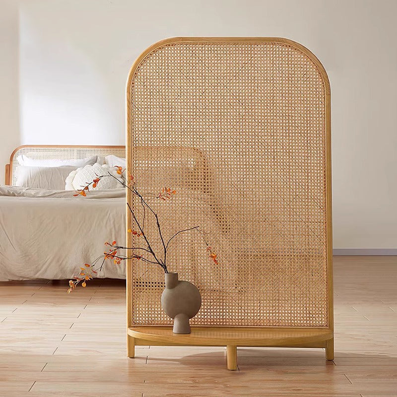 Traditional Chinese Rectangular PP Synthetic Rattan Solid Wood Room Divider For Living Room