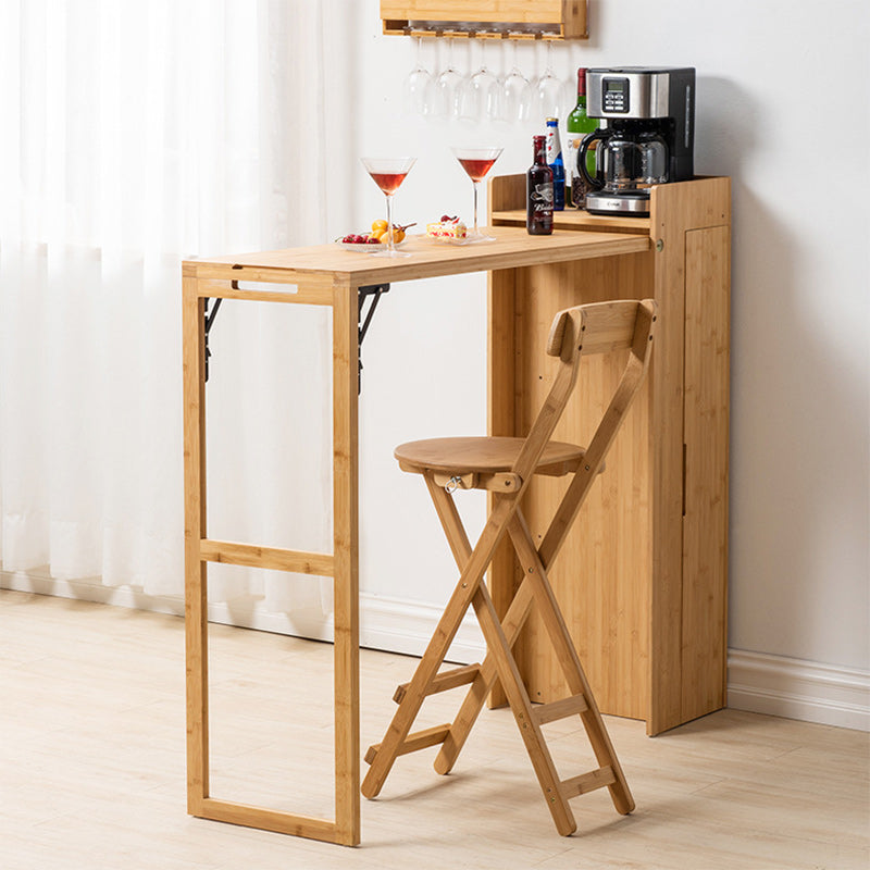 Modern Simplicity Bamboo Hardware Rectangular Foldable Bar Table & Chair Set For Dining Room