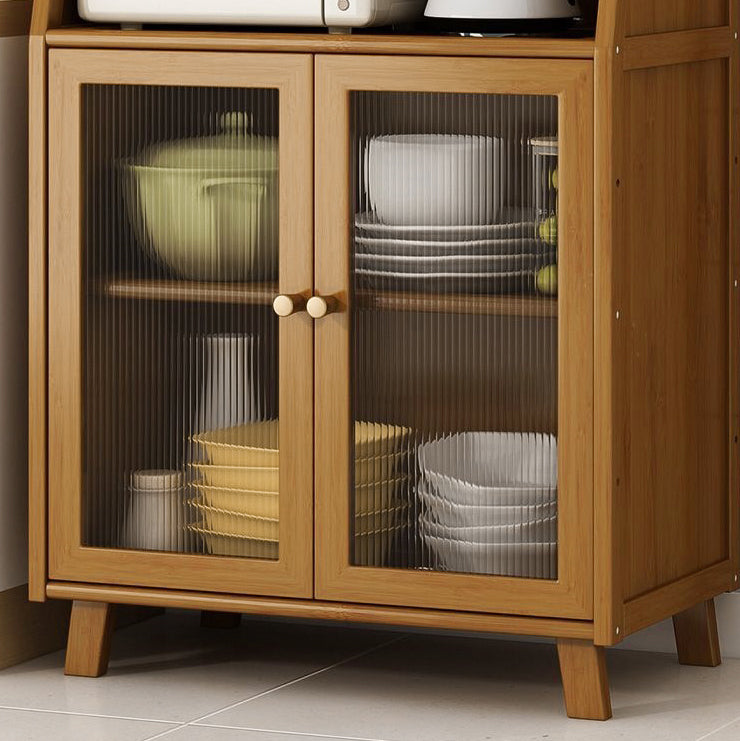 Traditional Vintage Rectangular Nan Bamboo Medium-Density Fiberboard Acrylic Sideboard 2-Drawer 1-Cabinet For Kitchen