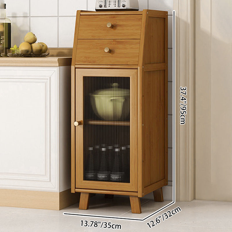 Traditional Vintage Rectangular Nan Bamboo Medium-Density Fiberboard Acrylic Sideboard 2-Drawer 1-Cabinet For Kitchen