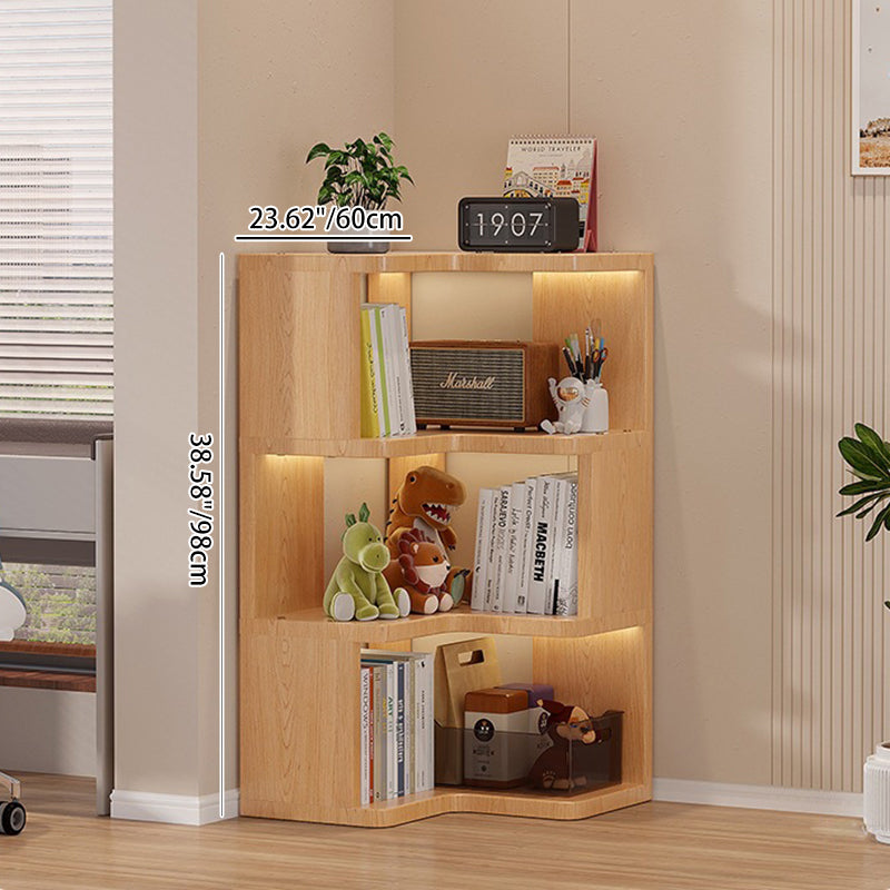Modern Minimalist L-shaped Solid Wood Plywood Corner Shelf Unit 3/4/5-Tier For Living Room
