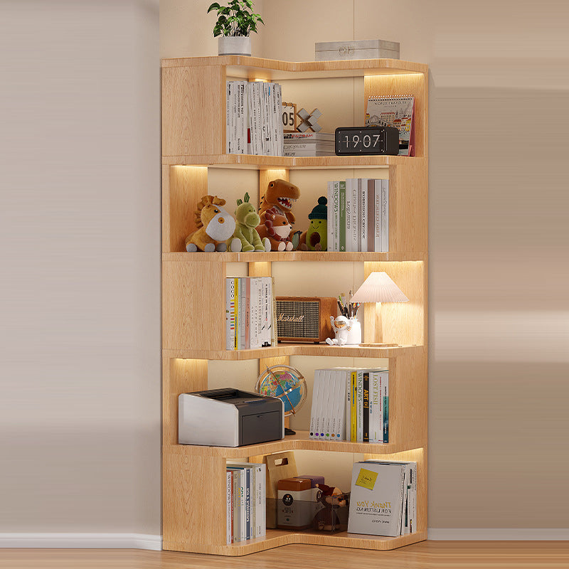 Modern Minimalist L-shaped Solid Wood Plywood Corner Shelf Unit 3/4/5-Tier For Living Room