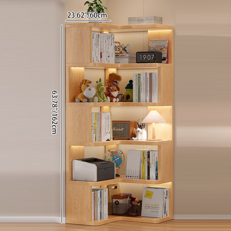 Modern Minimalist L-shaped Solid Wood Plywood Corner Shelf Unit 3/4/5-Tier For Living Room