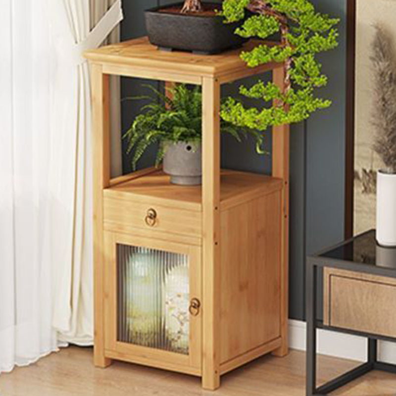 Traditional Chinese Square Nan Bamboo MDF Acrylic Display Rack 1/2/3/4-Tier For Living Room