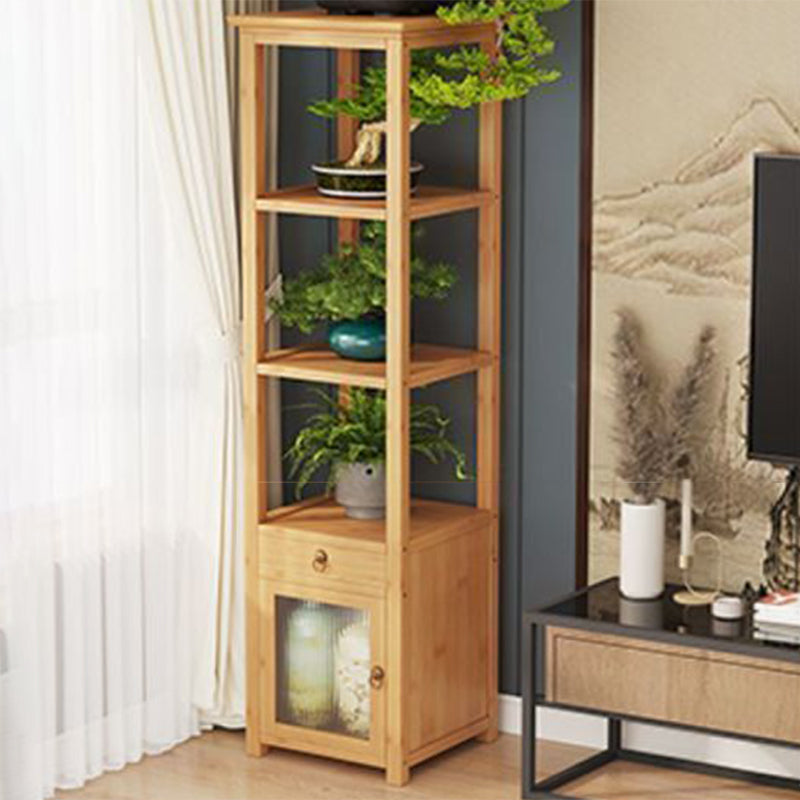 Traditional Chinese Square Nan Bamboo MDF Acrylic Display Rack 1/2/3/4-Tier For Living Room