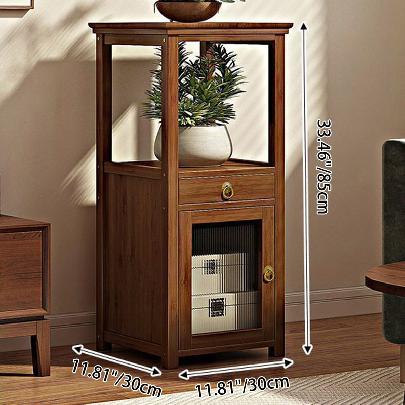 Traditional Chinese Square Nan Bamboo MDF Acrylic Display Rack 1/2/3/4-Tier For Living Room