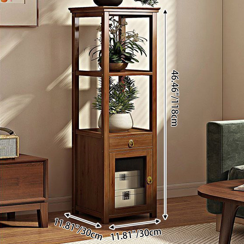 Traditional Chinese Square Nan Bamboo MDF Acrylic Display Rack 1/2/3/4-Tier For Living Room
