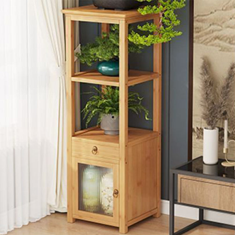 Traditional Chinese Square Nan Bamboo MDF Acrylic Display Rack 1/2/3/4-Tier For Living Room