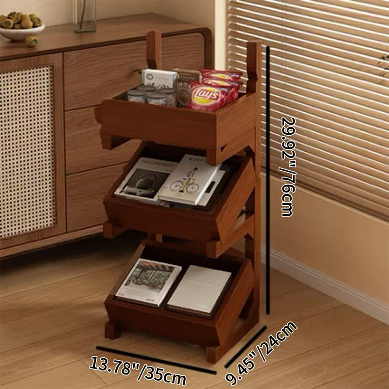 Modern Minimalist Rectangular Pine Wood Display Rack 3/4-Tier For Living Room