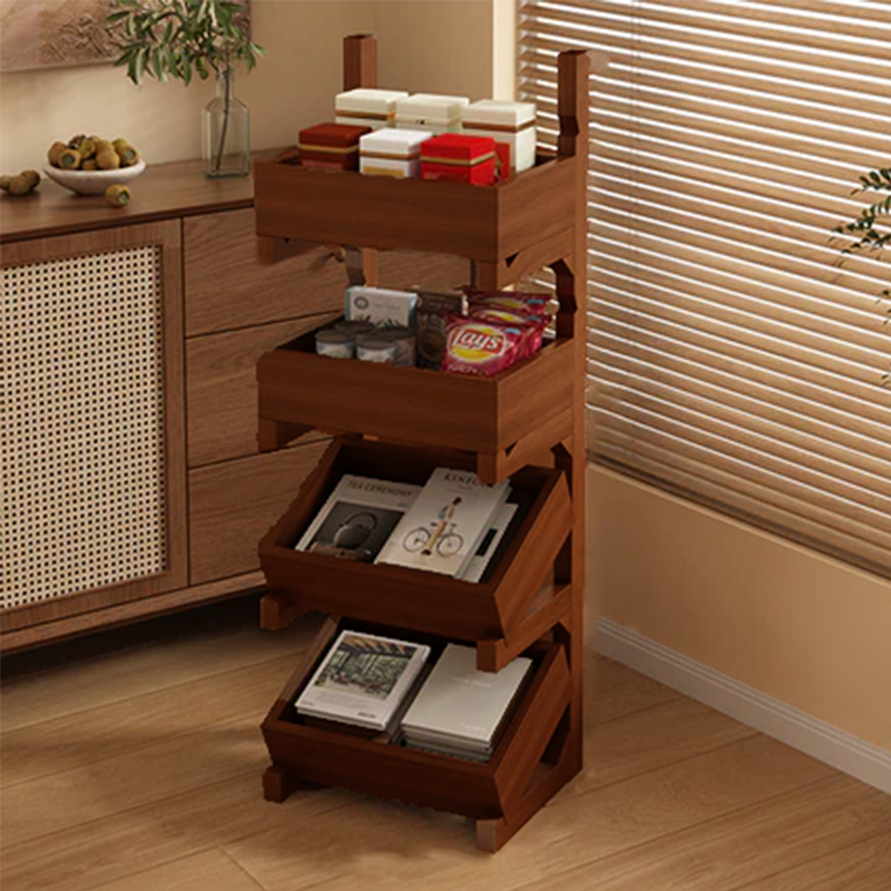 Modern Minimalist Rectangular Pine Wood Display Rack 3/4-Tier For Living Room