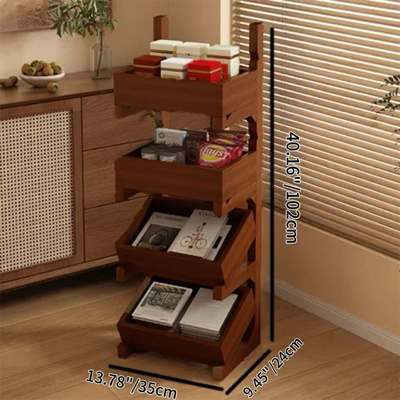 Modern Minimalist Rectangular Pine Wood Display Rack 3/4-Tier For Living Room
