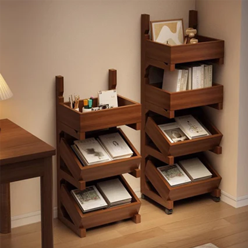 Modern Minimalist Rectangular Pine Wood Display Rack 3/4-Tier For Living Room