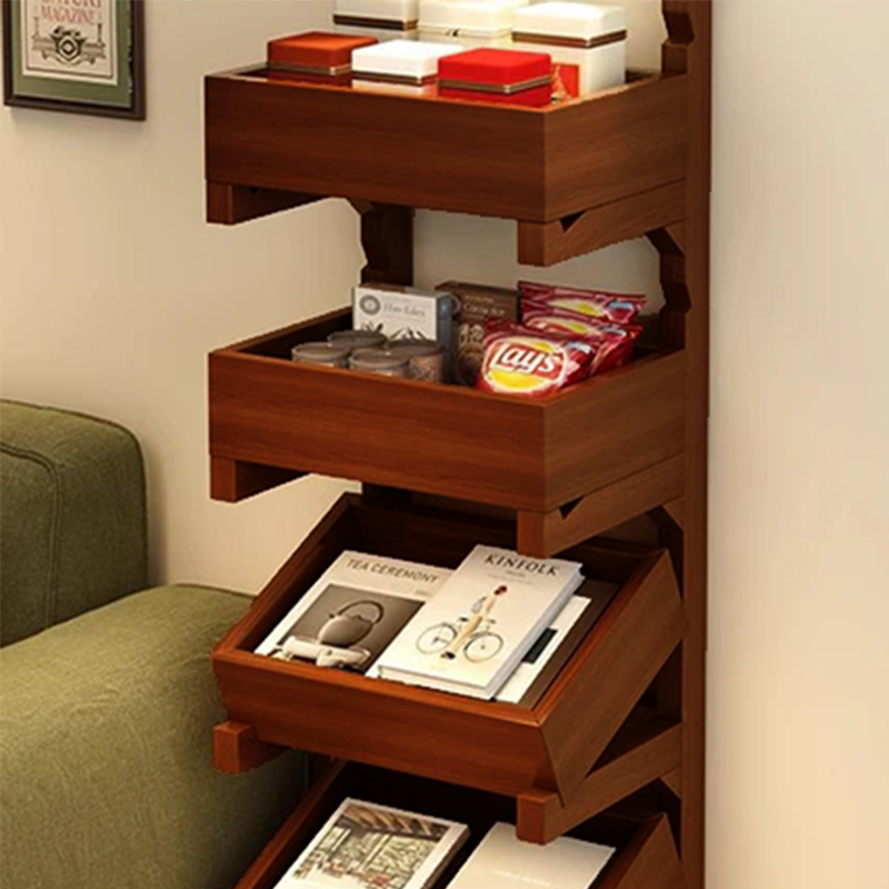 Modern Minimalist Rectangular Pine Wood Display Rack 3/4-Tier For Living Room