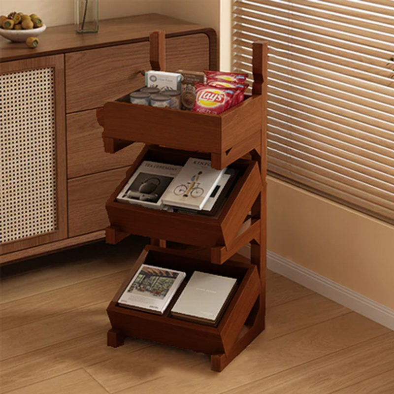 Modern Minimalist Rectangular Pine Wood Display Rack 3/4-Tier For Living Room