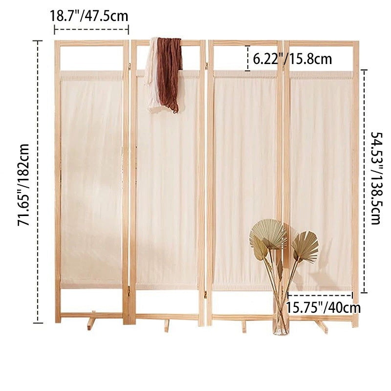 Modern Minimalist Rectangular Pine Wood Linen Room Divider For Living Room