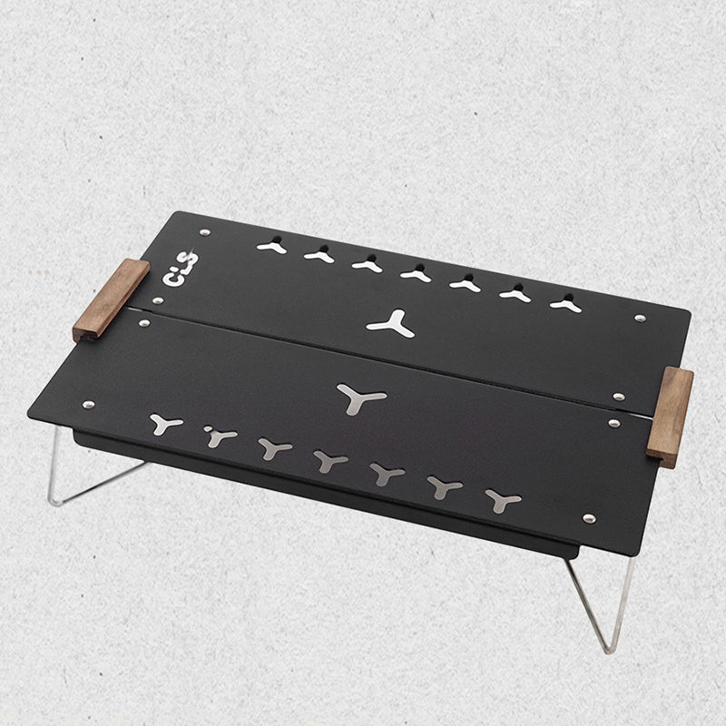 Contemporary Industrial Aluminum Alloy Rectangular Openwork Foldable Outdoor Dining Table For 2 Seats